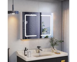 Badkamer Spiegelkast met LED Verlichting en Opbergruimte