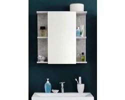 Badkamer spiegelkast Nano 60x62x20 cm - Beton stone melamine - Incl. verlichting