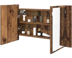 Badkamer spiegelkast - Opbergkast met spiegel - Badkamer Organisatie - Geïntegreerde LED-verlichting - 80 x 12 x 45 cm