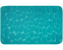 Badkamer Tapijt met Memory Schuim Petrol - Badmat kan gecombineerd worden tot een set - Antislip & Maschinewasbaar - Douchedeken 60 x 100 cm
