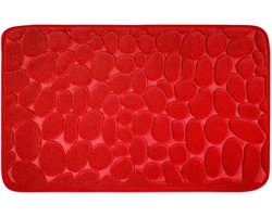 Badkamer Tapijt met Memory Schuim Rood - Badmat kan gecombineerd worden tot een set - Antislip & Maschinewasbaar - Douchedeken 60 x 100 cm