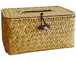 Badkamer Tissue Doos - Rotan Houder - Decoratie Thuis - Handgeweven Design - 500 Gram - Natuurlijk