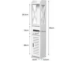 Badkamer toilet kast witte houten kast badkamer vloerkast vrijstaande kast stoffen plank plank 80x15.5x15CM