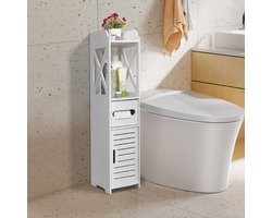 Badkamer Toiletmeubel - Ruimtebesparende Witte Kast voor Badkamer en Toilet