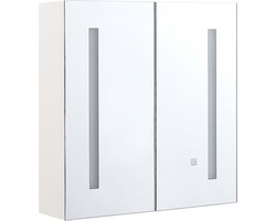 Badkamer wandkast met spiegel LED CHABUNCO 60 cm 60 cm Wit