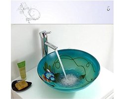 Badkamer Wastafel - Glazen Kunst - Stijlvolle Badkamer - Handbeschilderd Design - 420x145 mm - B