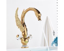 Badkamer Wastafel Kraan Zwaan Vormige Enkele Handvat Een Gat Hoge Toilet Wastafel Tap Mixer Badrandcombinaties Vogelkraan. Gepolijst Goud