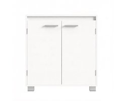 Badkamer wastafelkast Opbergkast 30 x 60 x 60 cm Wit Dubbele opbergvakken met verstelbaar ontwerp Geschikt voor wastafels zonder zuil Stevig en duurzaam houten frame Modern minimalistisch design Geschikt voor badkamer