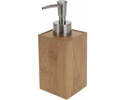 Badkamer Zeeppompjes/dispenser - bamboe - navulbaar - 17 cm - toilet/keuken/badkamer