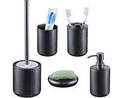 badkameraccessoires set - 5-delig - geborsteld rvs - modern - antraciet