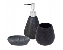 Badkameraccessoires, set van 3 stuks, marmerwit