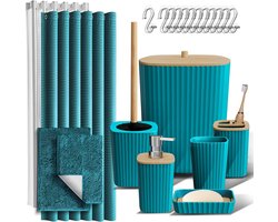 Badkameraccessoireset - Groenblauw - 22-delige set
