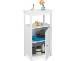 badkamerkast, 3 vakken, louvre deuren, HxBxD: 83 x 45 x 30 cm, smal, kastje voor badkamer, keuken en gang, wit