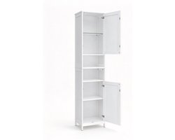 Badkamerkast 30 x 40 x 170 cm Wolkwit, Hoge Smalle Opbergkast Met Verlichting, 2 Verstelbare Planken Met 5 Hoogtestanden, Deur Links Of Rechts, Voor Kleine Badkamers, Kantelbeveiliging