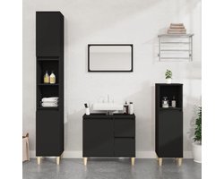 Badkamerkast 30x30x190 cm zwart - Opbergoplossing voor de badkamer