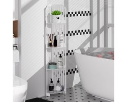 Badkamerkast 4 lagen - smalle hoekkast - vrijstaande opbergkast - hoge opbergkast - modern ontwerp - voor badkamer slaapkamer