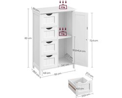 Badkamerkast - Badkamer Kast - Badkamer Kastje - Badkamerkasten Laag - Badkamerkastje - Badkamer Kastje - Kast - Badkamer - Wit - Badkamerkast - Badkamer Accessoires - Badkamermeubel - Badkamermeubels