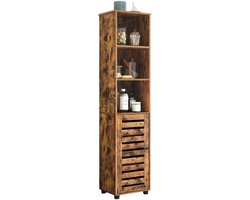 Badkamerkast - Badkamer Kast - Badkamerkasten Hoog - 2 Verstelbare Planken - Waterbestendig - 3 Open Compartimenten - Vintage - 40 x 30 x 167 cm