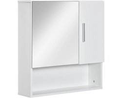 Badkamerkast - Badkamerkast Met Spiegel - Badkamer Kast - Badkamer Kastje - Kasten - Kastje - Badkamerkastje - Badkamer Kastje - Kast - Badkamer - Wit - Badkamerkast - Badkamer Accessoires - Badkamermeubel - Badkamermeubels