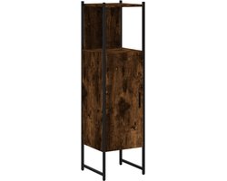Badkamerkast | Badkamermeubel 33x33x120,5 cm bewerkt hout gerookt eikenkleurig
