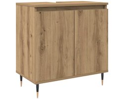 Badkamerkast | Badkamermeubel 58x33x60 cm bewerkt hout artisanaal eikenkleurig