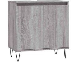 Badkamerkast | Badkamermeubel 58x33x60 cm bewerkt hout grijs sonoma eikenkleurig