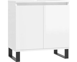 Badkamerkast | Badkamermeubel 58x33x60 cm bewerkt hout hoogglans wit