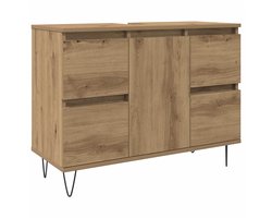 Badkamerkast | Badkamermeubel 80x33x60 cm bewerkt hout artisanaal eikenkleurig