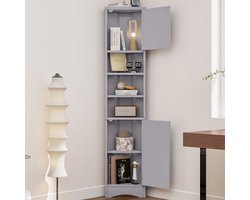 Badkamerkast – Badkamermeubel – Kolomkast – Opbergkast – Medicijnkast – Ruimtebesparend Driehoekig Ontwerp – Vochtbestendige Gelakte Afwerking