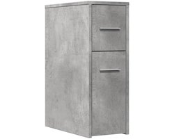 Badkamerkast | Badkamermeubel smal met wielen bewerkt hout betongrijs