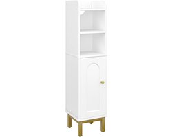 Badkamerkast - Badkameropbergkast - Badkamerkastje - Toiletkastje - Hoekkastje voor Badkamer en WC - Badkamerkastje met deur en planken - Wit - 20 × 20 × 83 cm