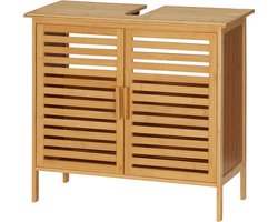 Badkamerkast - bamboe - 2 deuren - 66 x 29 x 61,5 cm - Badkamermeubel onder wastafel