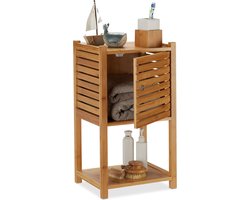 badkamerkast bamboe, 2 etages & 1 vak, badkamer & keuken, smal, badkamermeubel HBD 62.5 x 35 x 29 cm, naturel