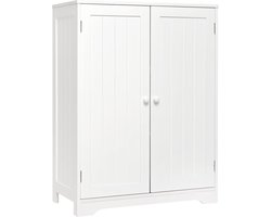 Badkamerkast, dressoir, modern met dubbele deur en verstelbare plank, MDF, beschilderd, hout, wit, 60 x 30 x 80 cm (b x d x h)