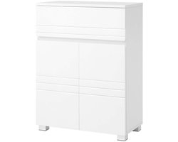 Badkamerkast Dressoir Opbergkast met Lade en Dubbele Deuren, Verstelbare Plank, 60x30x80cm, Wit, Modern Minimalistisch Ontwerp, Multifunctioneel Gebruik voor Badkamer, Keuken, Woonkamer en Hal