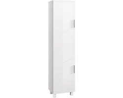 Badkamerkast, hoge kast met deurplanken en 2 deuren, verstelbare planken, 40 x 30 x 167.5 cm, wit