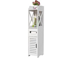 Badkamerkast - Hoge kast - Ruimte Besparen - Waterdicht en Stabiel - 15 x 15 x 80 cm - Wit