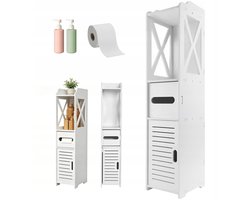 Badkamerkast - Hoge Zuil - Ruimte Besparen - Vochtbestendig Materiaal - 15 x 15 x 80 cm - Wit