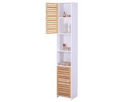 Badkamerkast hoog - 190x34x29 cm - bamboe - wit