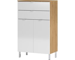 Badkamerkast Mauro 60cm met 2 lades & 2 deuren - eik/wit