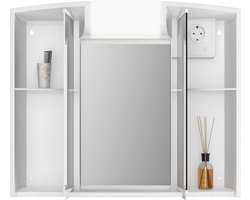 Badkamerkast – Medicijnkast – Spiegelkast – Wit kunststof - Jokey - 59x50x15cm - Verlichting + Stopcontact