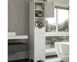 Badkamerkast Met 2 Deuren En 1 Lade Verstelbare Planken Hoge Opbergkast Ruimtebesparend Design Voor Badkamer Woonkamer Slaapkamer En Keuken Wit