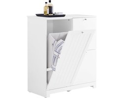 Badkamerkast met 3 wasmanden 78x38x90 cm ruimtebesparende opbergkolom met grote vaste mand en 2 uitneembare stoffen manden