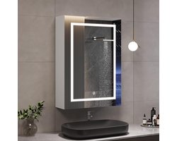 Badkamerkast met spiegel LED 50x70 cm - Aan de muur - Dimbaar - 3 lichtstanden - Verstelbare glazen planken - Waterdicht