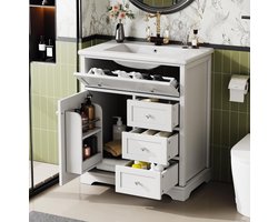 Badkamerkast met wastafel - Opbergkast badkamer Kast met wasbak - Badkamer organiseren - Vochtbestendige lak
