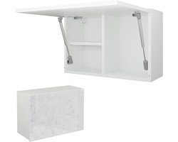 Badkamerkast - Muurkast Opbergkast - Ruimte Besparen - Push-to-open functie - 60 cm breed - Wit Mat Marmer