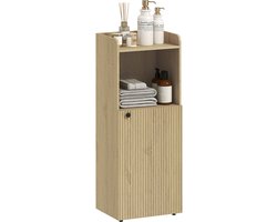Badkamerkast-niskast met open schap-verstelbaar schap-badkamerkast-40 x 31 x 104 cm-geel eikenhout