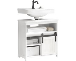 Badkamerkast onder wastafel met Planken en Schuifdeur - Wit - 62 x 60 x 30 cm