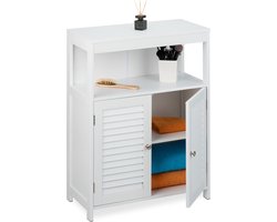 Badkamerkast op poten verstelbare plank wit - ca. 80 x 60 x 29 cm - 2 deuren - mdf opbergkast voor handdoeken badkamerkasten hoog