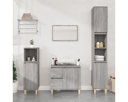 Badkamerkast - Opbergkast - Badkamer Organiseren - Vochtbestendig - 30 x 30 x 100 cm - Grijs